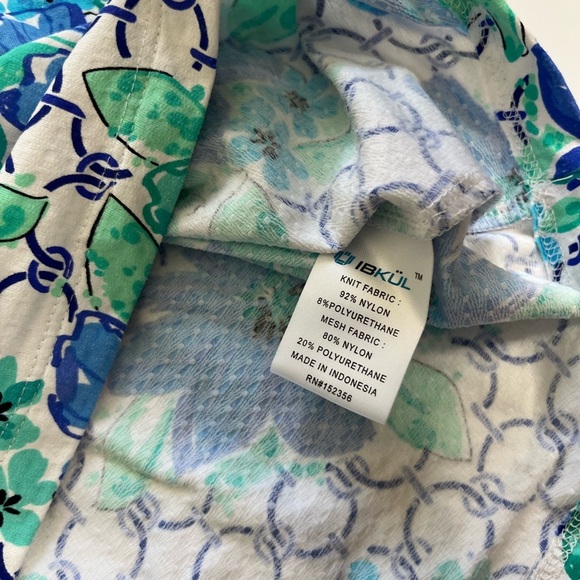 Ibkul 1/4 Zip Pullover Blue Green Floral Size Small - Picture 4 of 9